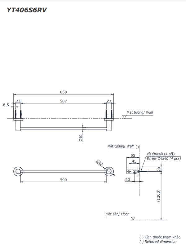 BỘ 5 SẢN PHẨM PHỤ KIỆN NHÀ TẮM TOTO YS406N5V - Ảnh 7