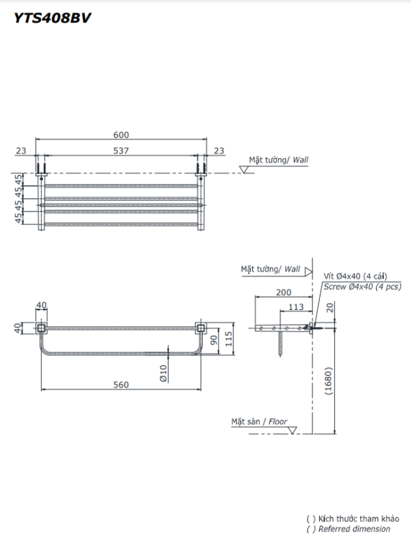 BỘ 5 SẢN PHẨM PHỤ KIỆN NHÀ TẮM TOTO YS408N5V - Ảnh 3