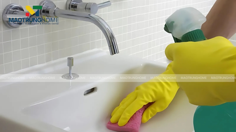 Bạn nên vệ sinh vòi lavabo bằng khăn khô và dung dịch vệ sinh để gia tăng tuổi thọ của vòi