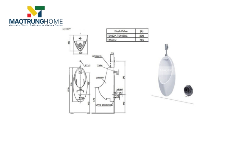 Chiều cao lắp đặt bồn tiêu chuẩn thường dao động từ 60cm - 65cm