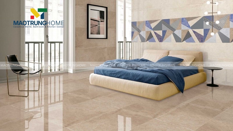 Phòng ngủ nên chọn gạch men mờ hoặc gạch giả gỗ để tạo cảm giác ấm cúng