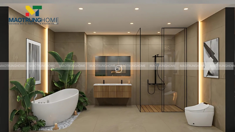 Phòng tắm kính thẳng phù hợp cho phòng tắm có diện tích rộng rãi