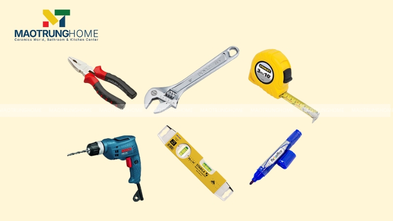 Các dụng cụ cần thiết để lắp đặt bồn tiểu nam