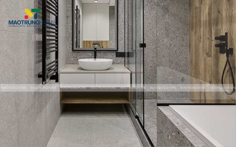 Gạch mosaic đá tự nhiên màu xám