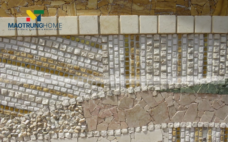 Gạch mosaic que trắng 