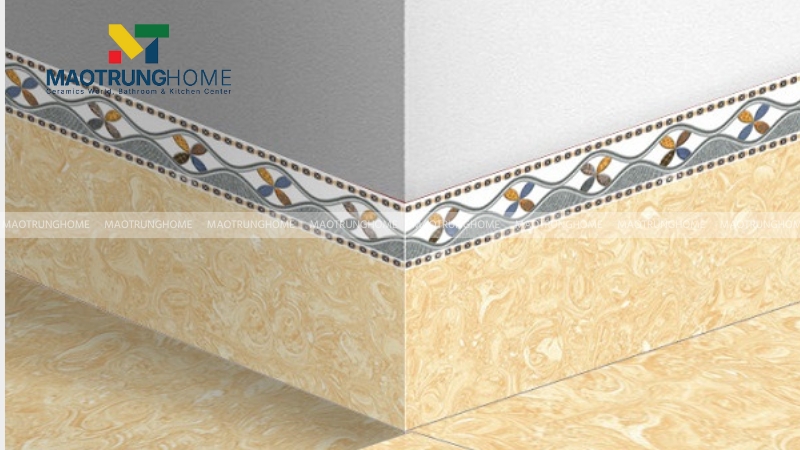 Gạch ốp chân tường thấp màu trơn và họa tiết