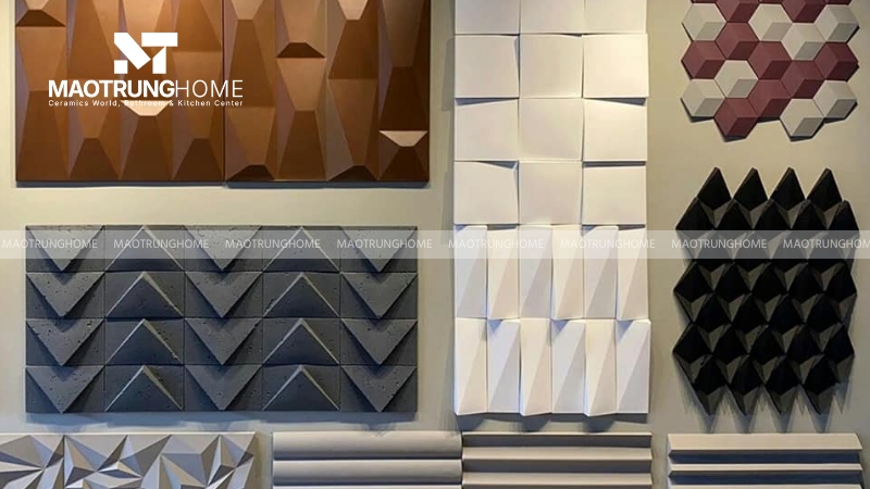 Gạch 3D thường được dùng làm điểm nhấn ở chân cột