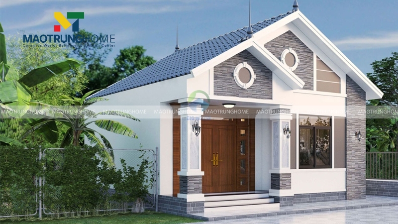 Mẫu gạch ốp cột vuông nhà cấp 4 ở nông thôn