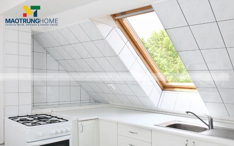 Gạch thẻ trang trí trắng viền 