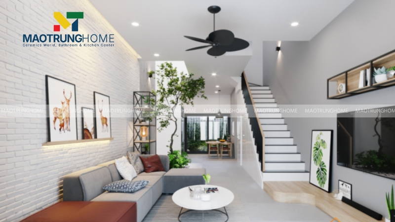 Gạch thẻ ốp tường phòng khách