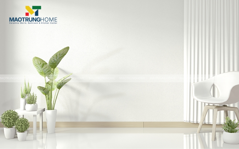 Gạch ốp chân tường đơn sắc nâu sáng