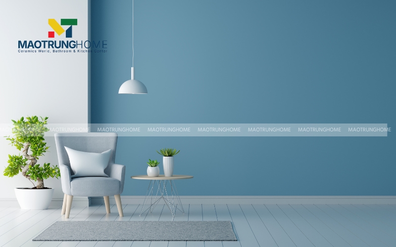 Gạch ốp chân tường đơn sắc màu xanh