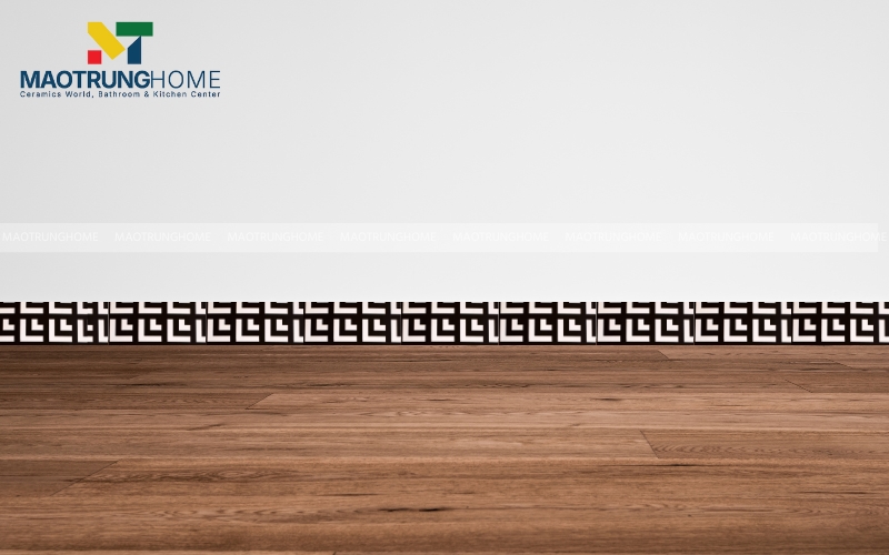 Gạch ốp chân tường họa tiết trắng đen 