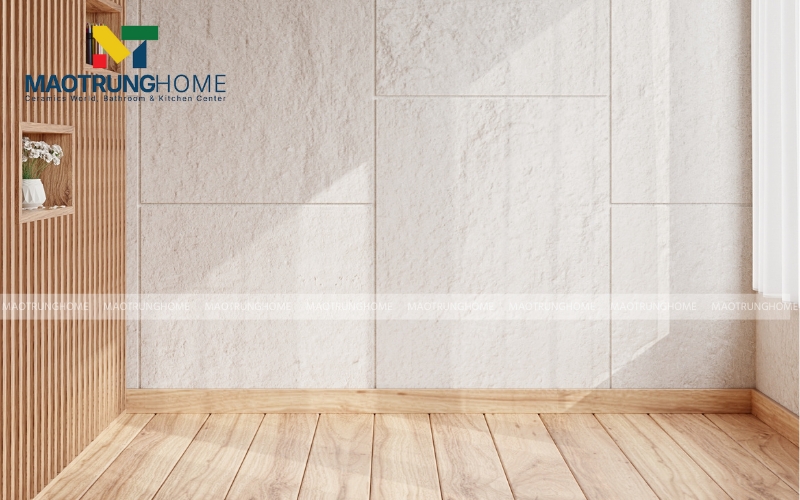 Gạch ốp chân tường giả gỗ màu sáng