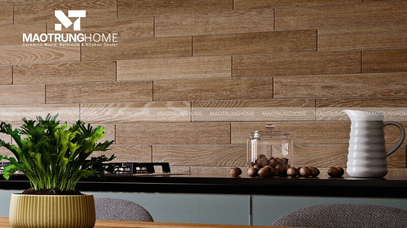 Mẫu gạch ốp nhà bếp giả gỗ (Mẫu 2).