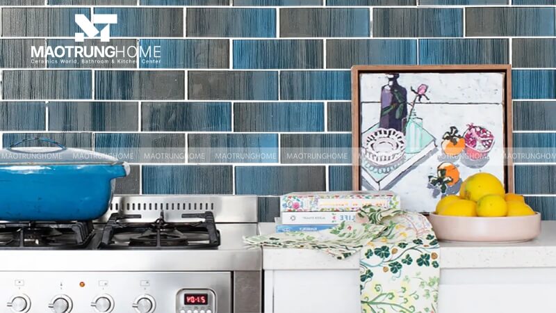 Mẫu gạch thẻ ốp nhà bếp: Gạch thẻ màu (Mẫu 1).