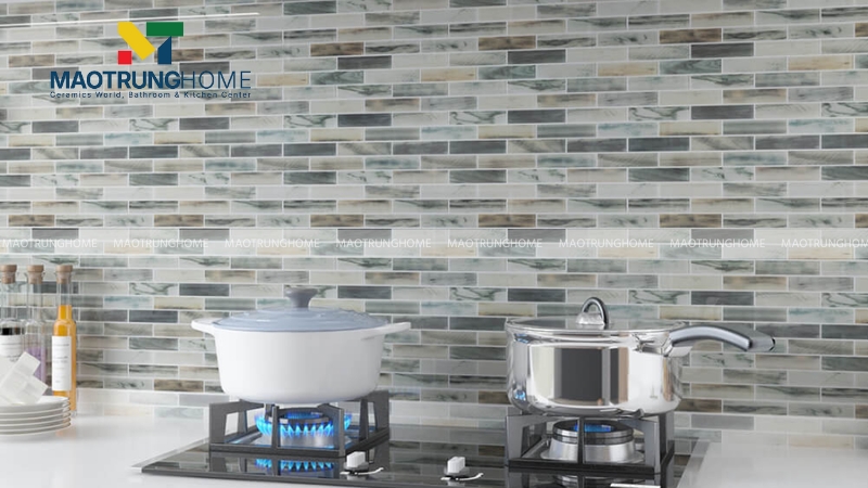 Mẫu gạch thẻ ốp nhà bếp: Gạch thẻ màu (Mẫu 2).