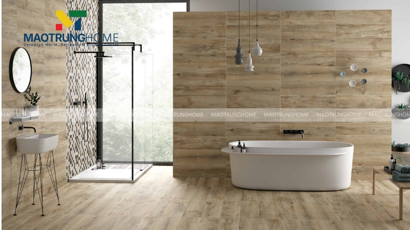 Mẫu gạch ốp theo họa tiết: Gạch giả gỗ (mẫu 3).