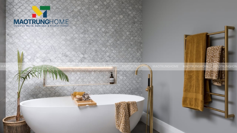 Mẫu gạch ốp theo hình dáng, kiểu ốp: Gạch vảy cá (mẫu 1).