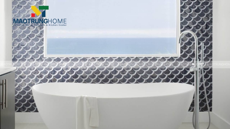 Mẫu gạch ốp theo hình dáng, kiểu ốp: Gạch vảy cá (mẫu 2).