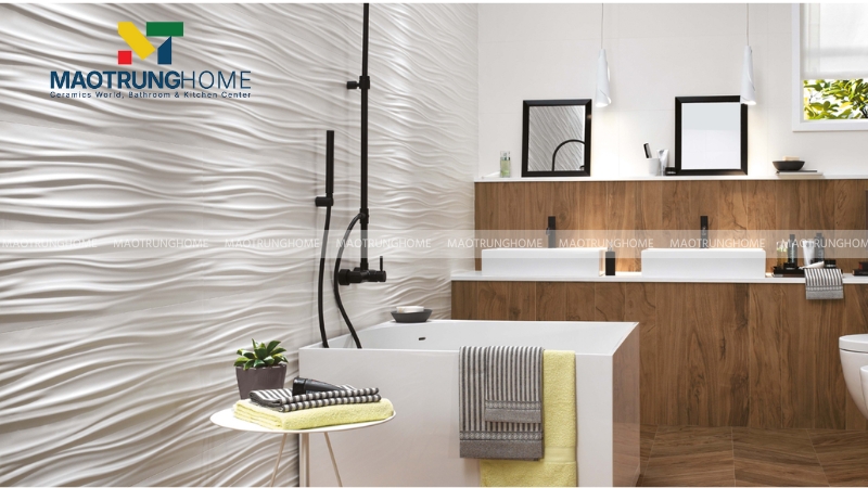 Mẫu gạch ốp theo hình dáng, kiểu ốp: Gạch 3D (Mẫu 1).