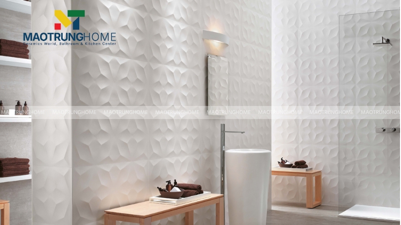 Mẫu gạch ốp theo hình dáng, kiểu ốp: Gạch 3D (Mẫu 2).