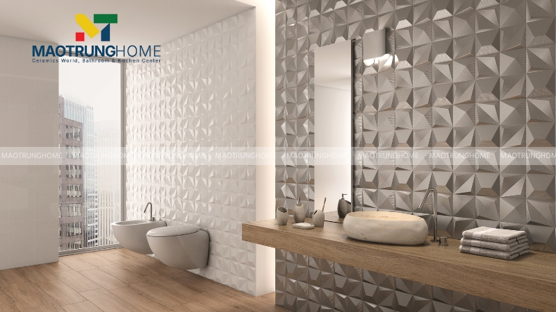 Mẫu gạch ốp theo hình dáng, kiểu ốp: Gạch 3D (Mẫu 3).