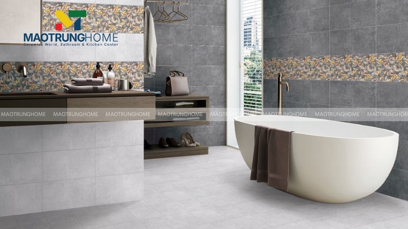 Lựa chọn gạch ốp theo bề mặt gạch: Gạch bề mặt men mờ/nhám (matte).