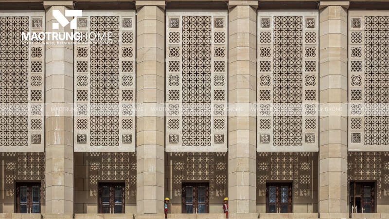 Gạch thông gió (gạch bông gió) ốp mặt tiền ngôi nhà mẫu 2.