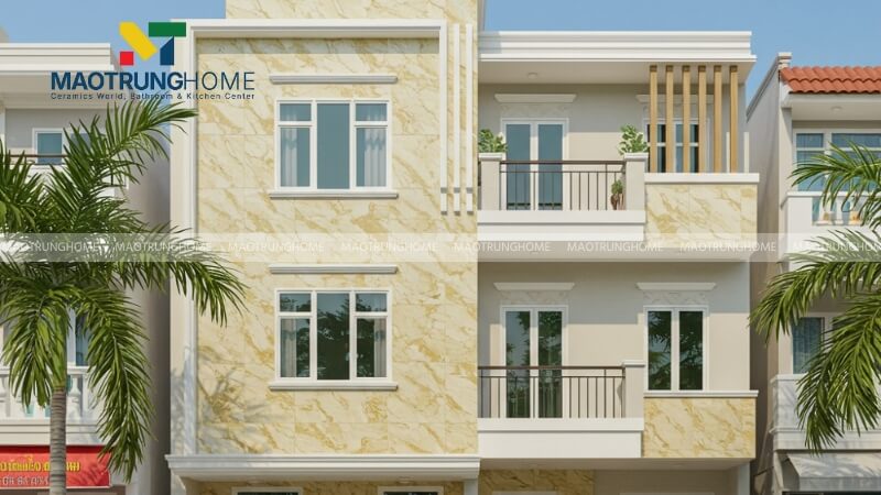 Gạch giả đá (vân đá tự nhiên) mặt tiền ngôi nhà mẫu 1.