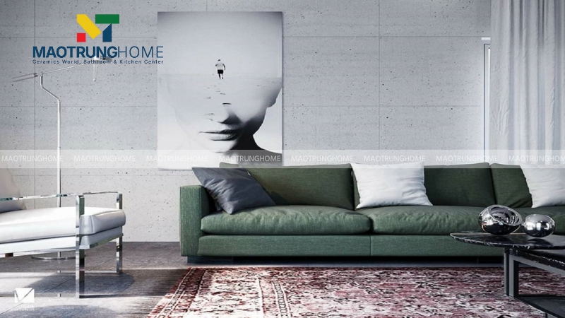 Gạch ốp tường phòng khách giả xi măng (Mẫu 3).