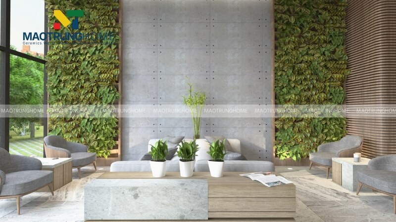 Gạch ốp tường phòng khách giả xi măng (Mẫu 4).