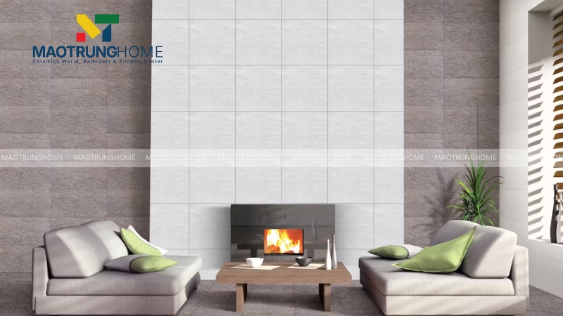 Gạch ốp tường phòng khách giả xi măng (Mẫu 1).