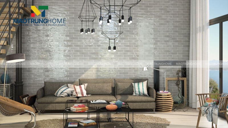 Gạch thẻ ốp tường phòng khách (Mẫu 3).