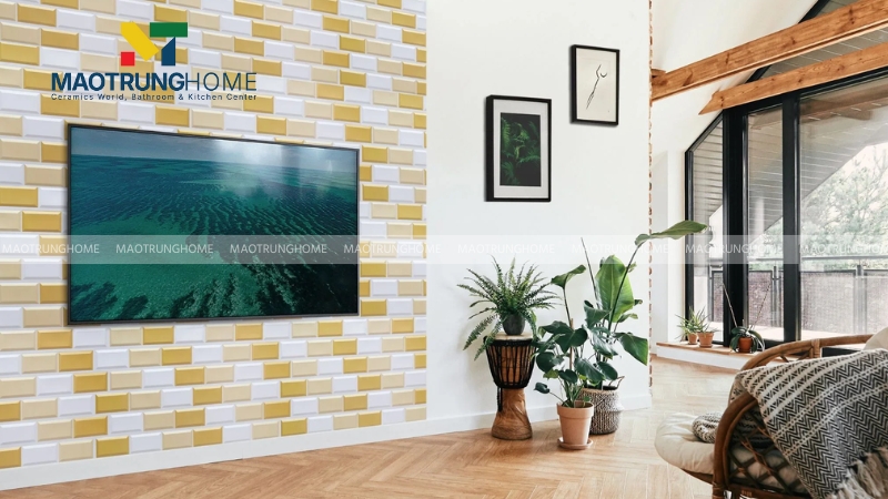 Gạch thẻ ốp tường phòng khách (Mẫu 4).