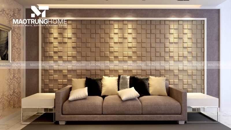 Gạch 3D trang trí ốp tường phòng khách (Mẫu 3).