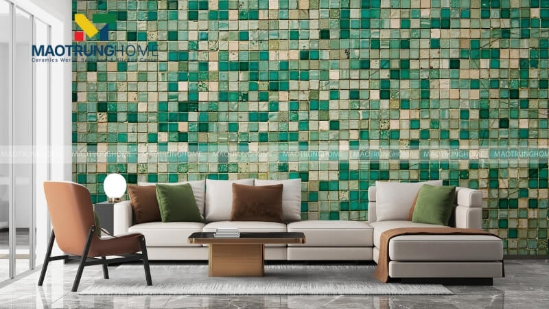 Gạch 3D trang trí ốp tường phòng khách (Mẫu 1).