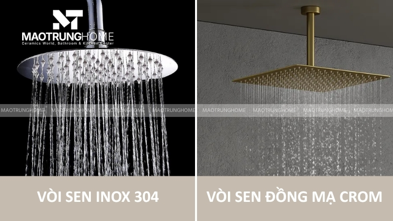 So sánh sen vòi inox 304 và sen vòi đồng thau mạ crom.