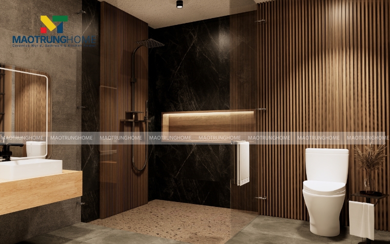 Khu vực tắm đứng ốp gạch kịch trần