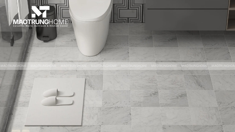 Gạch nhà vệ sinh màu xám: Vân đá Marble