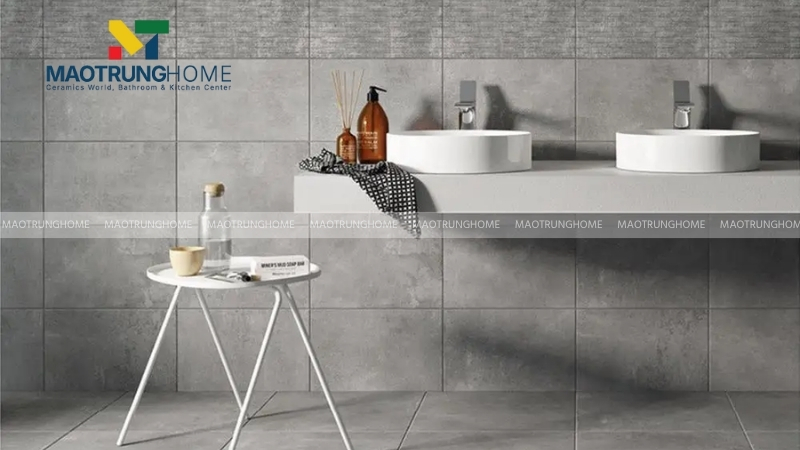 Phối gạch nhà vệ sinh màu xám: Phong cách Tối giản (Mẫu 1)