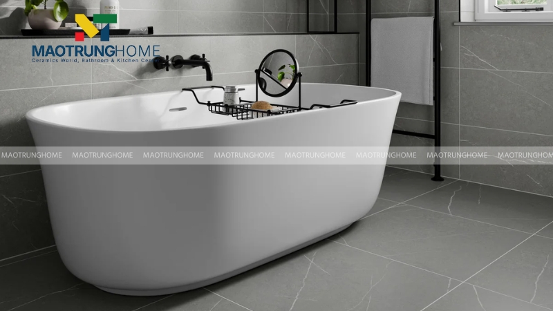 Phối gạch nhà vệ sinh màu xám: Phong cách Tối giản (Mẫu 3)