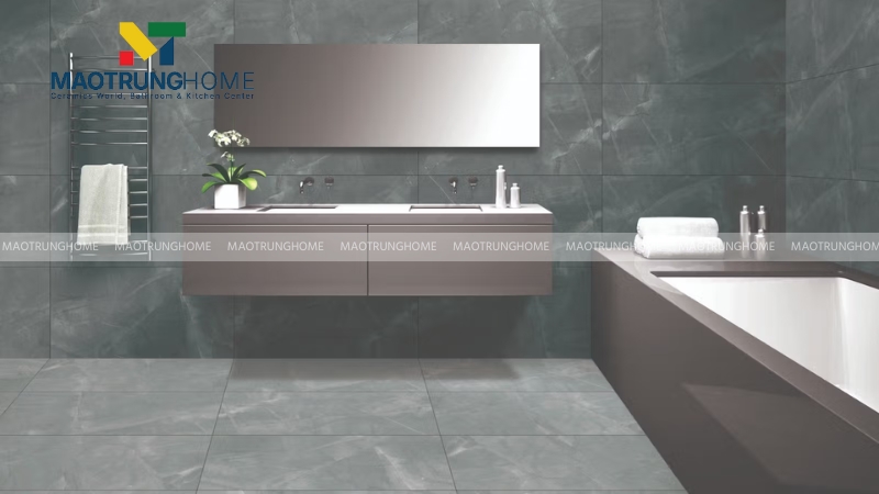 Phối gạch nhà vệ sinh màu xám: Phong cách Tối giản (Mẫu 4)