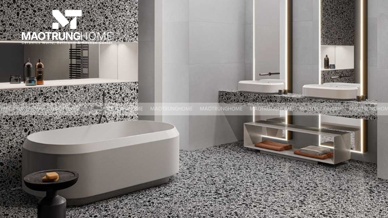 Phối gạch nhà vệ sinh màu xám: Phong cách độc đáo (Mẫu 2)