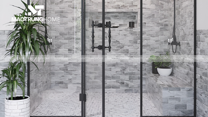 Phối gạch nhà vệ sinh màu xám: Phong cách độc đáo (Mẫu 1)