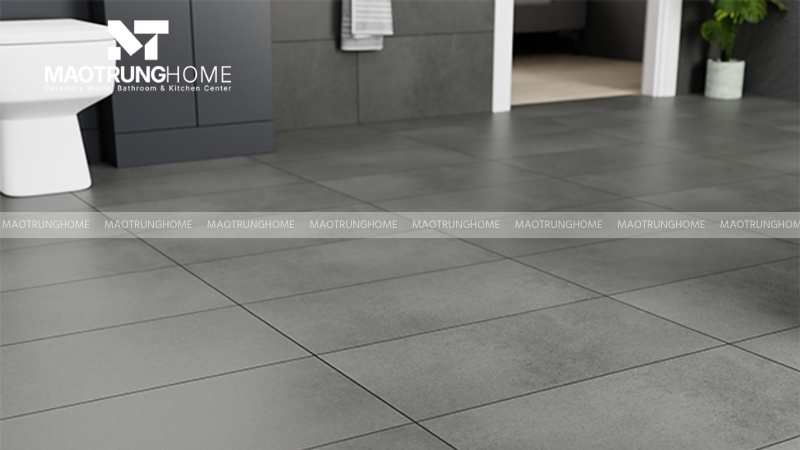 Gạch nhà vệ sinh màu xám: Gạch men bán bóng