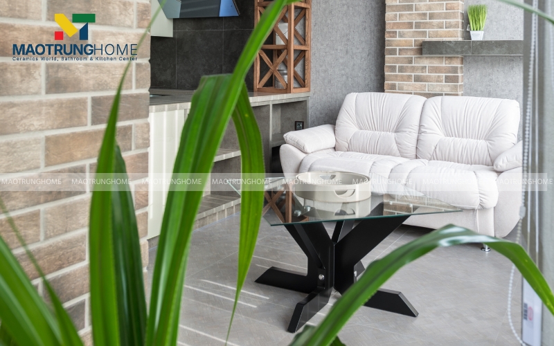 Chân tường ốp gạch Cotto màu xám nâu 