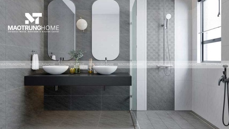 Gạch màu ghi hiệu ứng xi măng đơn giản