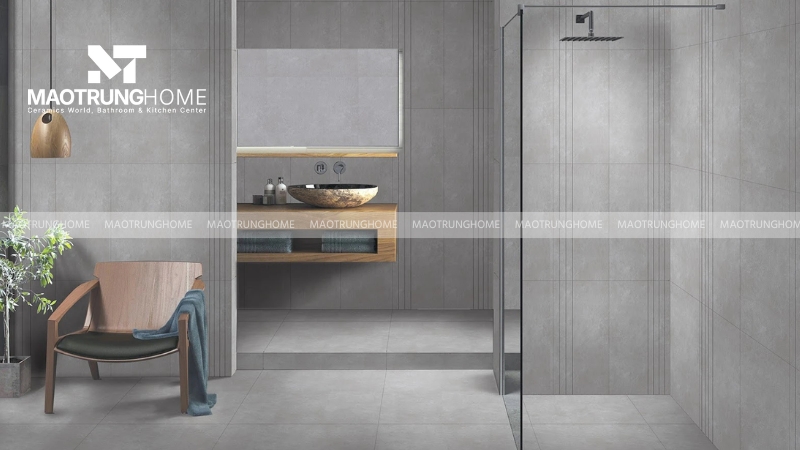 Gạch màu ghi hiệu ứng xi măng cho nhà vệ sinh