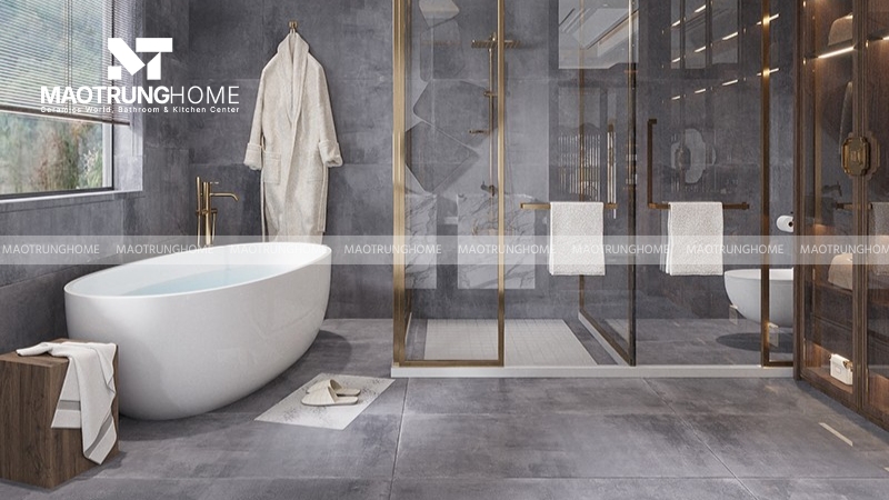 Gạch màu ghi trơn men mờ